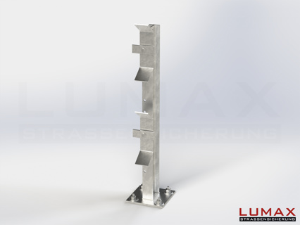 Pfosten LUMAX-IPE mit Fußpl., 905 mm mit Befestigungs-Set 2-holmig Schutzplanke-Pfosten für Profil B