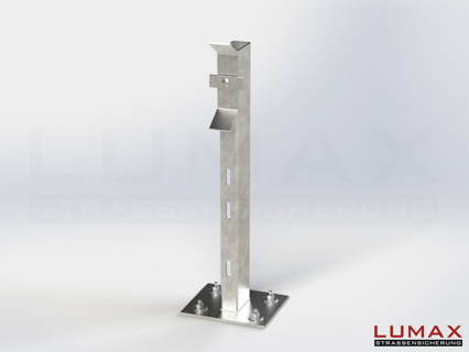 LUMAX-Rail-Pfosten mit Fußpl. 905 mm mit Befestig.-Set 1-holmig Schutzplanke an Pfosten für Profil B