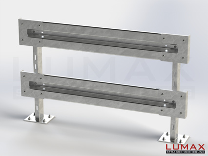 LR-D-2-1280-GL-202 - 2,02 m, LUMAX-Rail-Bausatz zum Dübeln auf Beton, 2-holmig, LR-Kopfstücke
