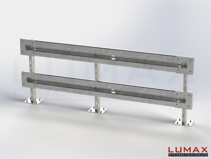 LR-D-2-1280-GL-332 - 3,32 m, LUMAX-Rail-Bausatz zum Dübeln auf Beton, 2-holmig, LR-Kopfstücke
