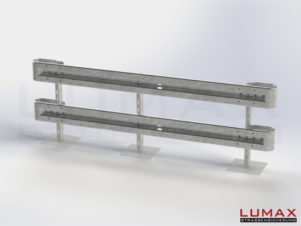LR-B-2-1280-GB-380 - 3,80 m, LUMAX-Rail-Bausatz zum Betonieren, 2-holmig, Kopfstücke Profil B
