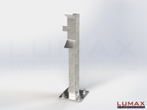 Pfosten LUMAX-IPE mit Fußpl., 700 mm mit Befestigungs-Set 1-holmig Schutzplanke-Pfosten für Profil B