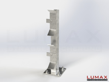 Pfosten LUMAX-IPE mit Fußpl., 700 mm mit Befestigungs-Set 2-holmig Schutzplanke-Pfosten für Profil B