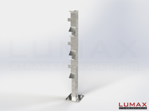 Pfosten LUMAX-IPE mit Fußpl., 1225 mm m. Befestigungs-Set 3-holmig Schutzplanke-Pfosten für Profil B