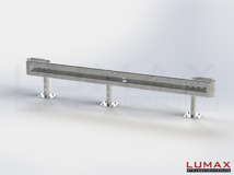 LR-D-1-755-GB-380 - 3,80 m, LUMAX-Rail-Bausatz zum Dübeln auf Beton, 1-holmig, Kopfstücke Profil B