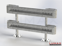 LR-D-2-1280-GB-200 - 2,00 m, LUMAX-Rail-Bausatz zum Dübeln auf Beton, 2-holmig, Kopfstücke Profil B