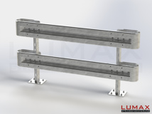 LR-D-2-1280-GB-250 - 2,50 m, LUMAX-Rail-Bausatz zum Dübeln auf Beton, 2-holmig, Kopfstücke Profil B