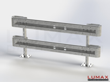 LR-D-2-1280-GB-280 - 2,80 m, LUMAX-Rail-Bausatz zum Dübeln auf Beton, 2-holmig, Kopfstücke Profil B