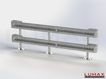 LR-D-2-1280-GB-380 - 3,80 m, LUMAX-Rail-Bausatz zum Dübeln auf Beton, 2-holmig, Kopfstücke Profil B