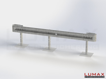 LR-B-1-960-GB-380 - 3,80 m, LUMAX-Rail-Bausatz zum Betonieren, 1-holmig, Kopfstücke Profil B